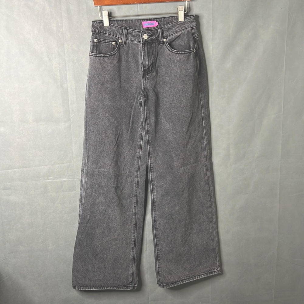 Edikted Womens Jeans XS Black Washed Faded Wide Legs baggy 27/30 Street Wear